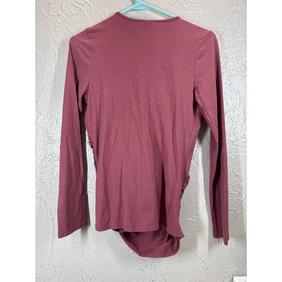 Lanston Women's Faux Wrap Draped Front Top Shirt Pull Over Size Large - Picture 2 of 5